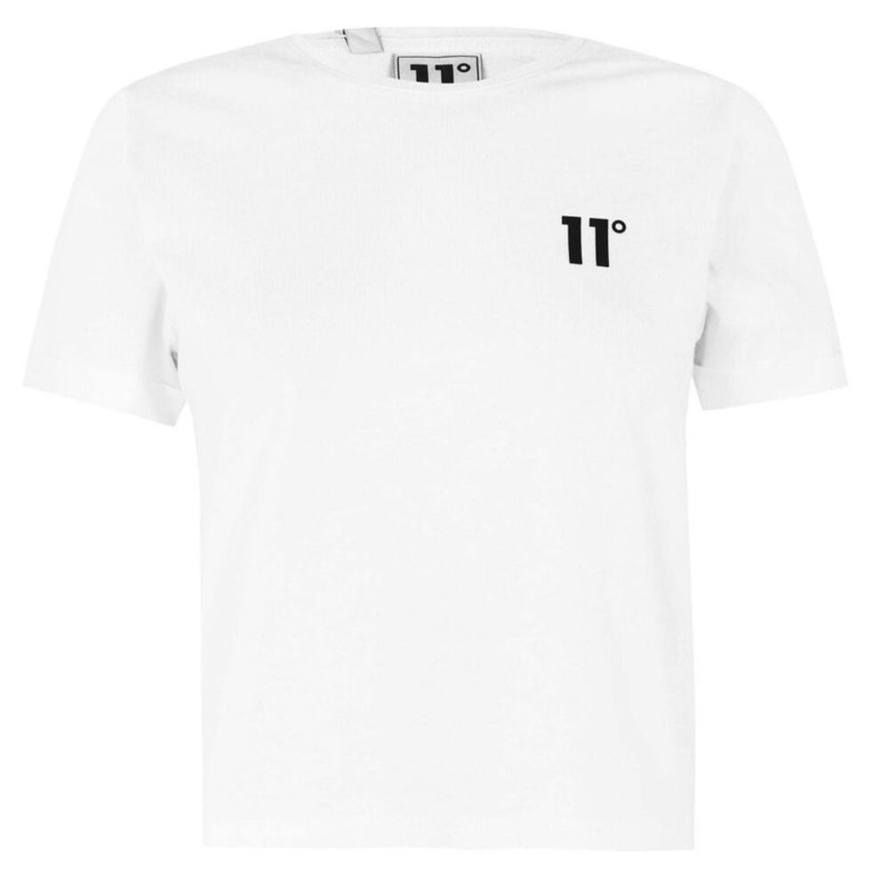 11 Degrees Womens/Ladies Logo Crop T-Shirt / White